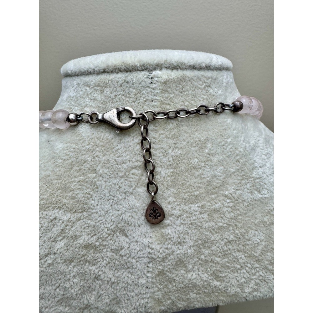 Pink Agate Slice Statement Bib Necklace Rose Quartz Beaded Boho Jewelry - Picture 8 of 12